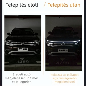 Grille DRL típusú átvezető nappali fény, univerzális LED motorháztető világítás dekoratív fényvezető csíkkal, külső részhez