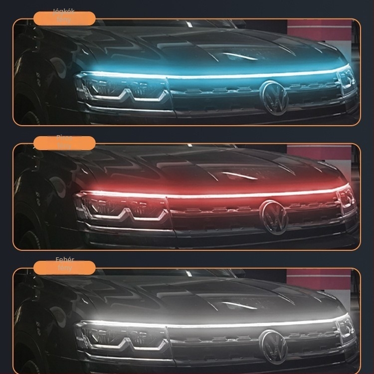 Grille DRL típusú átvezető nappali fény, univerzális LED motorháztető világítás dekoratív fényvezető csíkkal, külső részhez