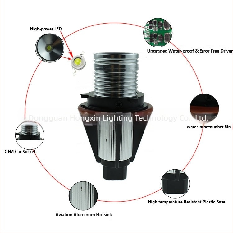 Angel eye LED fényszóró (5W, 12-24V, IP68, 400lm, Prui chip) E39 modell