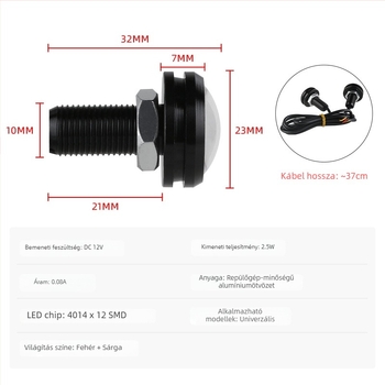 LED nappali fény Eagle Eye, 23 mm, ultra vékony, 4014, 12SMD, két színű fehér–sárga, index és tolató lámpa