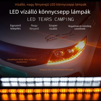 Külső kristály könnyező LED nappali világítás autóhoz, két színű átmenet, index jelzés, dekoratív lámpa, fehértől sárgáig