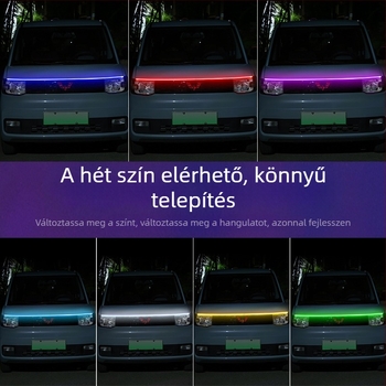 Autó motorháztető közti részen lévő LED fényvezető szalag – szilikon + LED, 9-15V, 0.3A