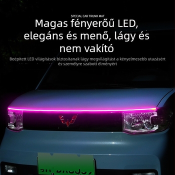 Autó motorháztető közti részen lévő LED fényvezető szalag – szilikon + LED, 9-15V, 0.3A