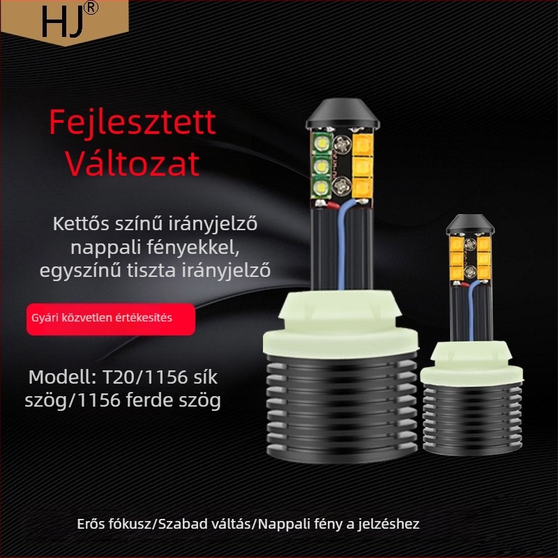 Kétüzemmódos LED indexlámpa nappali menetfénnyel, S25 dekóddal, 21W, 12-30V, kompatibil 1156/1157/3157/T20