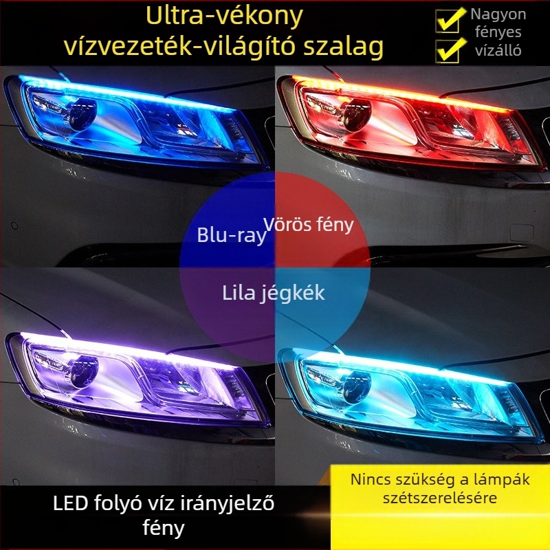 Nappali világítás autóhoz – ultra vékony fényvezetőcsík, 7.5W, 12V, 600K, 100000h, szilikon
