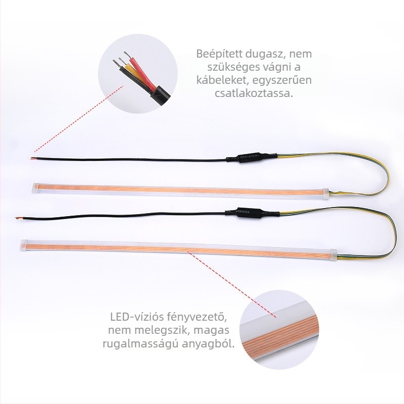 Nappali világítás autóhoz – ultra vékony fényvezetőcsík, 7.5W, 12V, 600K, 100000h, szilikon