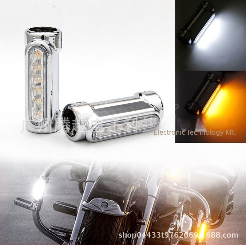 Harley motorkerékpár LED védőcső lámpa, alumínium csiptetővel, 12W, 9-30V, 6000K, vízálló
