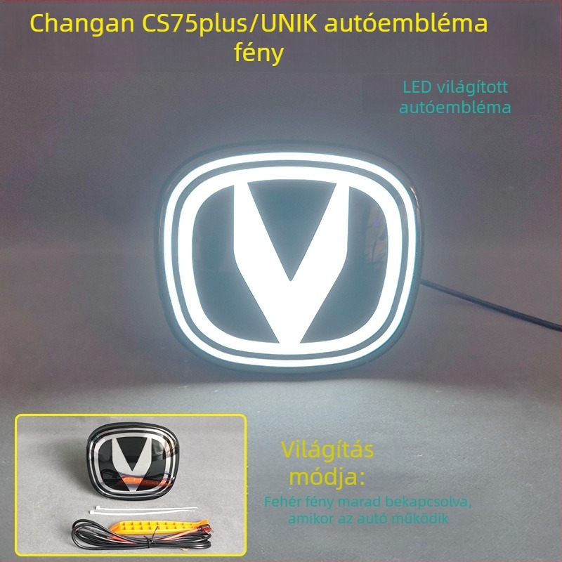 LED autólogó fény Changan CS75Pplus/CS85/UNIK – ABS és PC ház, 12V, 5–10W, 50000 lm, élettartam 60000 óra, légző LED effekt