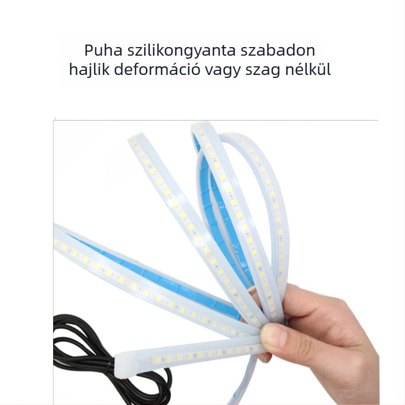 Autó LED nappali világítás motorháztető fedélhez – univerzális, szilikon+LED, 12V, 6W, 0,3A