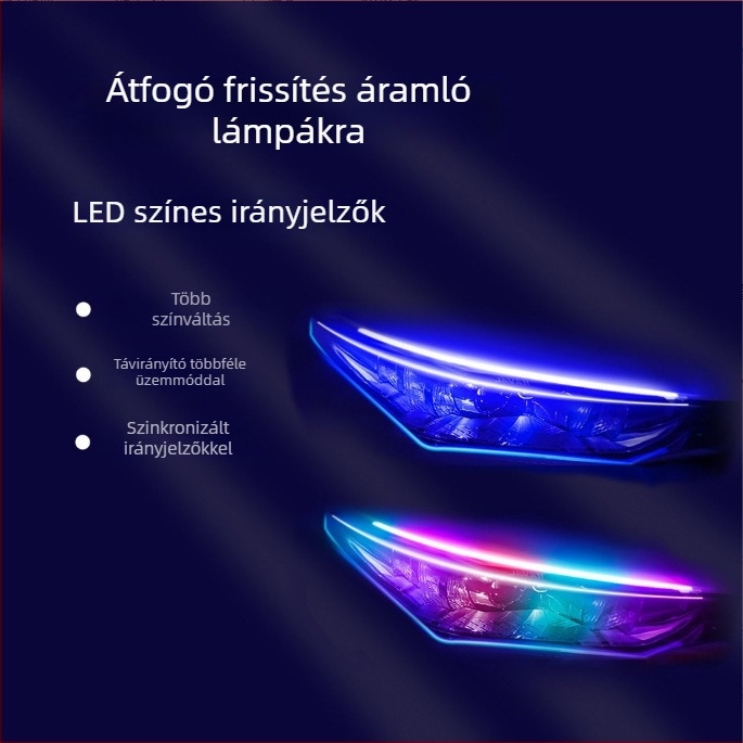 Ultra vékony autó LED nappali fények, alkalmazáson keresztüli vezérlés, színes fényvezető és indexfunkció