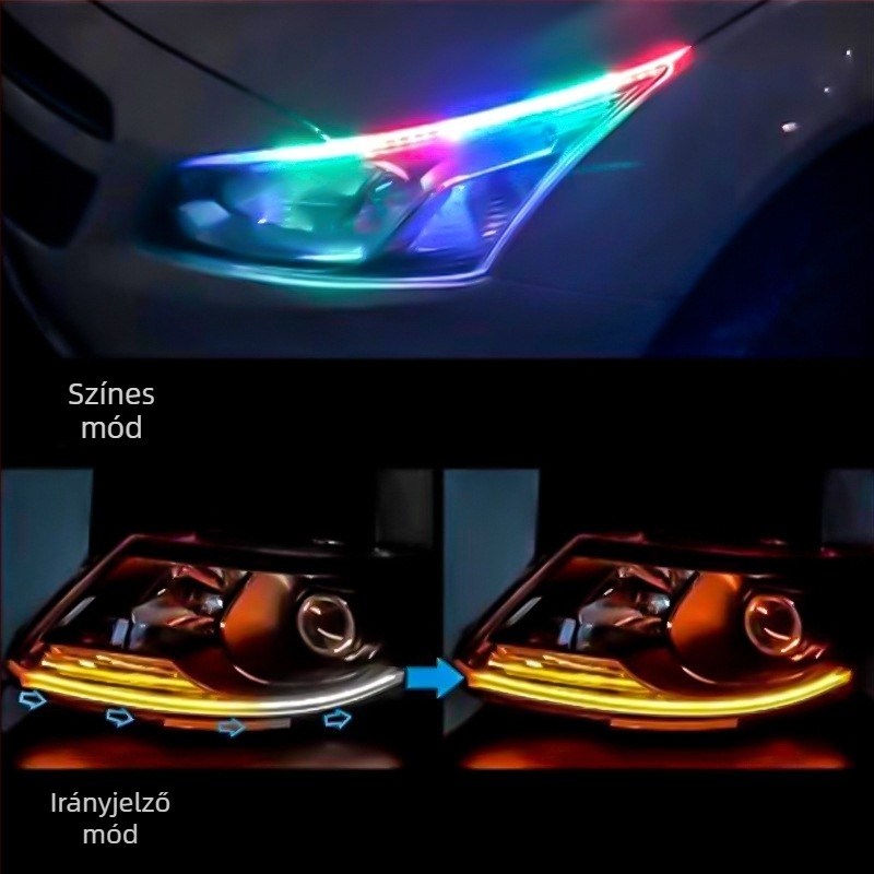 Ultra vékony autó LED nappali fények, alkalmazáson keresztüli vezérlés, színes fényvezető és indexfunkció