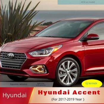 Hyundai Accent DRL és első ködlámpa készlet (2017–2019) – ABS anyag + importált LED-diódák, 12V, 0,5 W/lámpa, modell SM-99