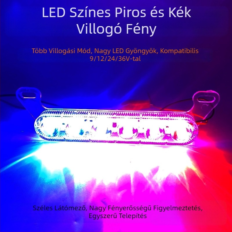 LED napi fény elektromos járművekhez és motorkerékpárokhoz, ultra‑fényes villogó riasztó fény, 12V hátsó lámpa