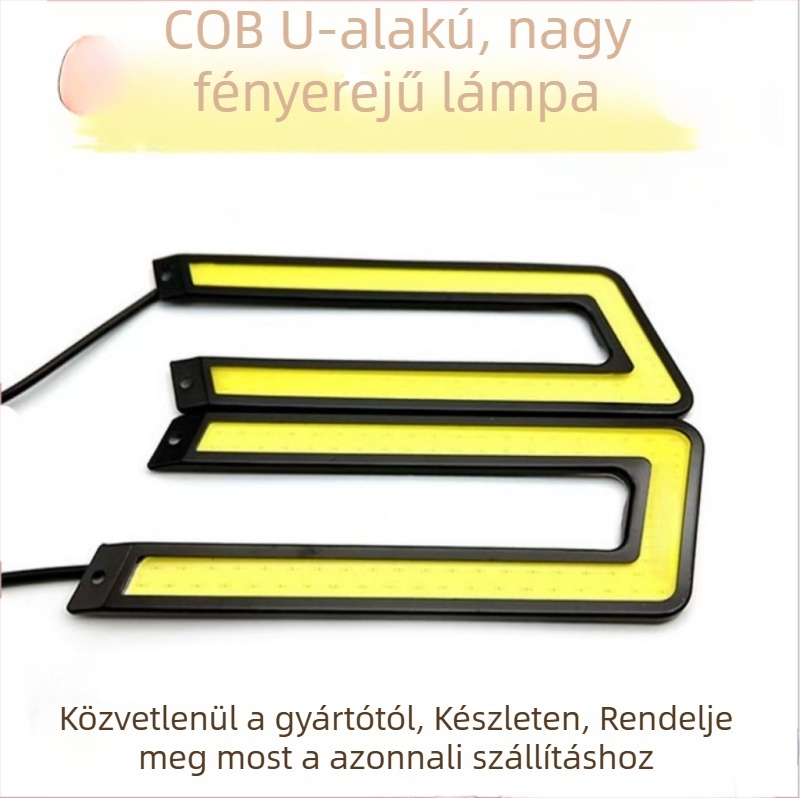U-alakú COB LED nappali menetfény autókhoz, nagy fényerő, nagy teljesítmény