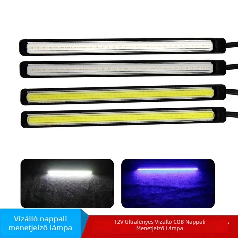 COB LED nappali menetfények autóhoz, vízálló, 12V, nagy fényerő