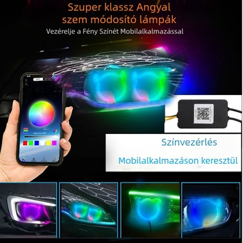 Démon alakú LED angel eye gyűrű, Bluetooth alkalmazásvezérlés, színes nappali fény autókhoz