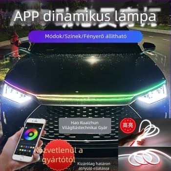 Alkalmazáson keresztüli távirányítású, kettős csatornás színes nappali menetfény a motorháztetőre, dekoratív környezeti világítással és dinamikus irányjelzőkkel