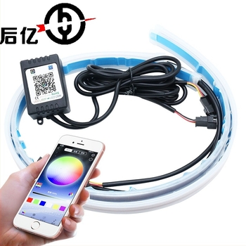 Ultra vékony RGB LED nappali menetfény-sáv autókhoz, 60 cm Bluetooth-alkalmazás-vezérléssel (45 cm variáns)