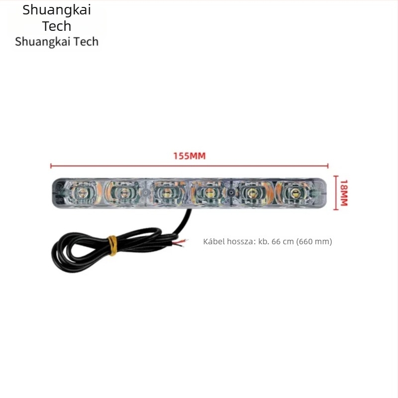 Autó LED indexlámpa, 6 LED, harpoon-stílus, 12V, 0.67A, 8W, Shuankai