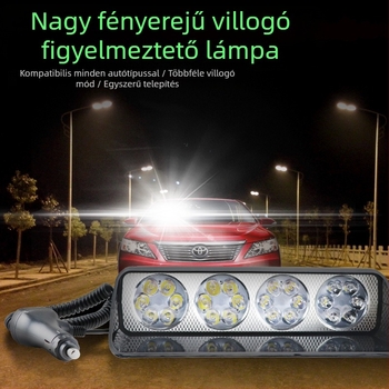 12V belső autó LED villanófény – figyelmeztető stroboszkóp, 30W