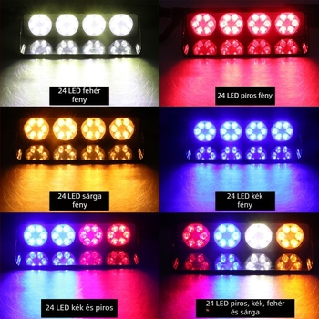 12V belső autó LED villanófény – figyelmeztető stroboszkóp, 30W