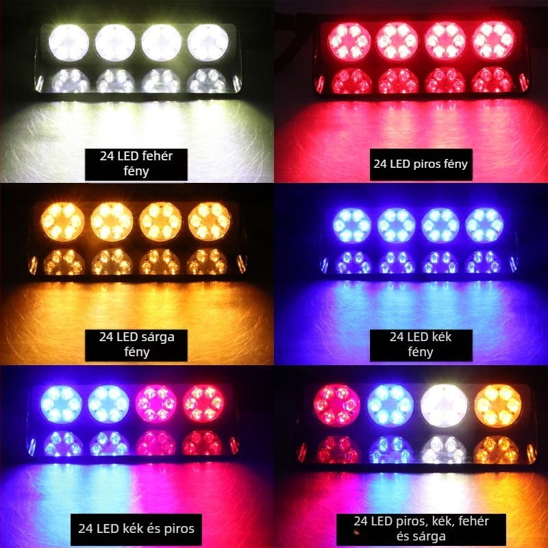 12V belső autó LED villanófény – figyelmeztető stroboszkóp, 30W