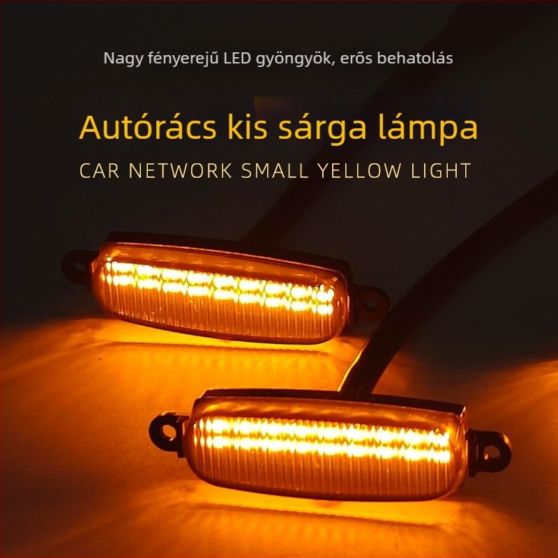 18-LED autó első grill világítása, füstös fekete kivitel, off-road LED segéd ködlámpa sárga jelzőfénnyel