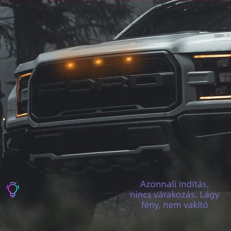 Autóhűtőmaszkhoz RGB LED villanófény APP-vezérléssel, sárga nappali fény