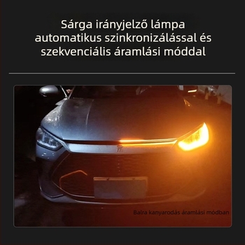 Autó motorháztető LED dekoratív lámpa szilikonból készült két színű burkolattal, nappali világítással és szekvenciális irányjelzővel