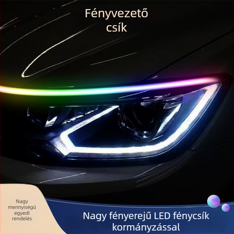 Yi Xingsheng YXS88 autó LED fénycsík nappali világításra, ultra vékony, kettőszínű folyó fényhatás, 12V, 10W, IP67, 0.25A