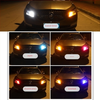 T7 LED nagy teljesítményű COB jelzőfénycsík beépített nappali világítással, BAU15S 7440, kétszínű