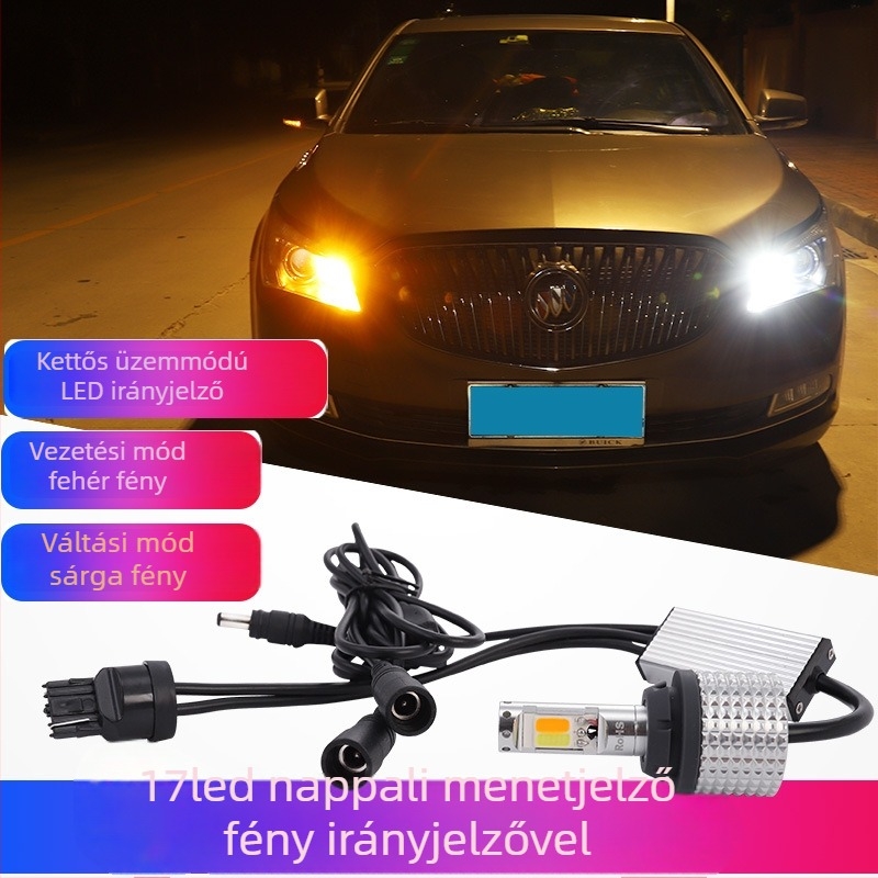 T7 LED nagy teljesítményű COB jelzőfénycsík beépített nappali világítással, BAU15S 7440, kétszínű