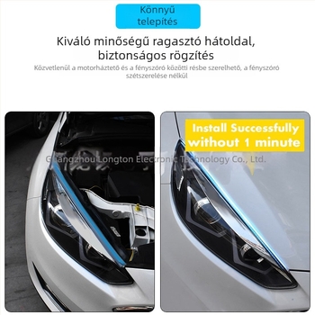 Autó LED nappali világítás, ultra vékony fényvezető szalag, 60 cm, két színű dekoratív fények dinamikus fényhatással