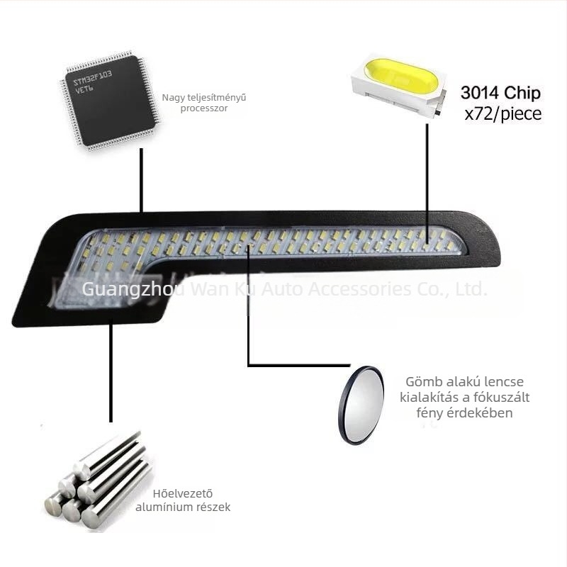 Autó LED nappali menetfény — alumínium + LED, 12V, 33W, élettartam 30 000 óra, Modell: 7- alakú 3014