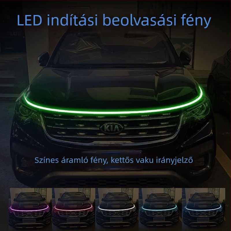 LED motorháztető világítás középső hűtőráccsal futó fénycsíkkal