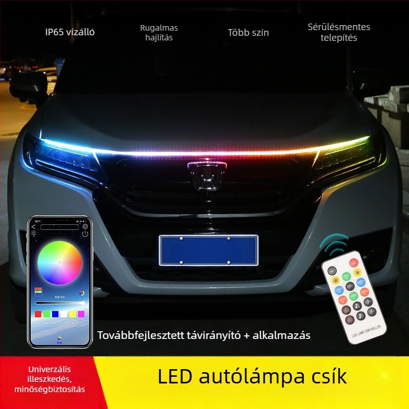LED motorháztető világítás középső hűtőráccsal futó fénycsíkkal