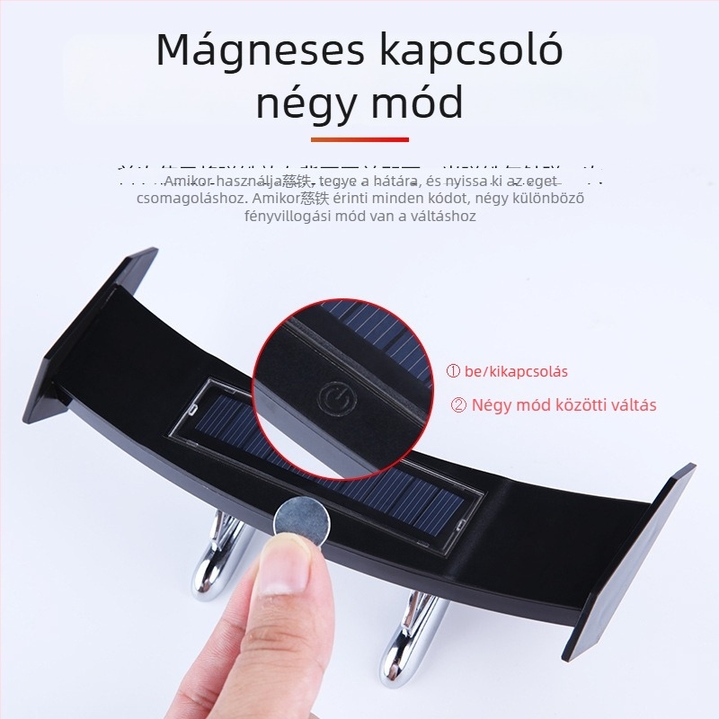 Napelemes mini hátsó lámpa autókhoz – univerzális illeszkedés, figyelmeztető villogó ütközés ellen, Modell: Solar mini tail light, Márka: Samurai Car