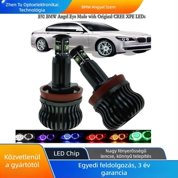 BMW E92 20W LED Angel Eye lámpa, 12-24V, IP68, repülőgép-alumínium, modell HXBMW-E9204, élettartam 30000h, kompatibil BMW modellek