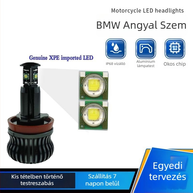 BMW E92 20W LED Angel Eye lámpa, 12-24V, IP68, repülőgép-alumínium, modell HXBMW-E9204, élettartam 30000h, kompatibil BMW modellek