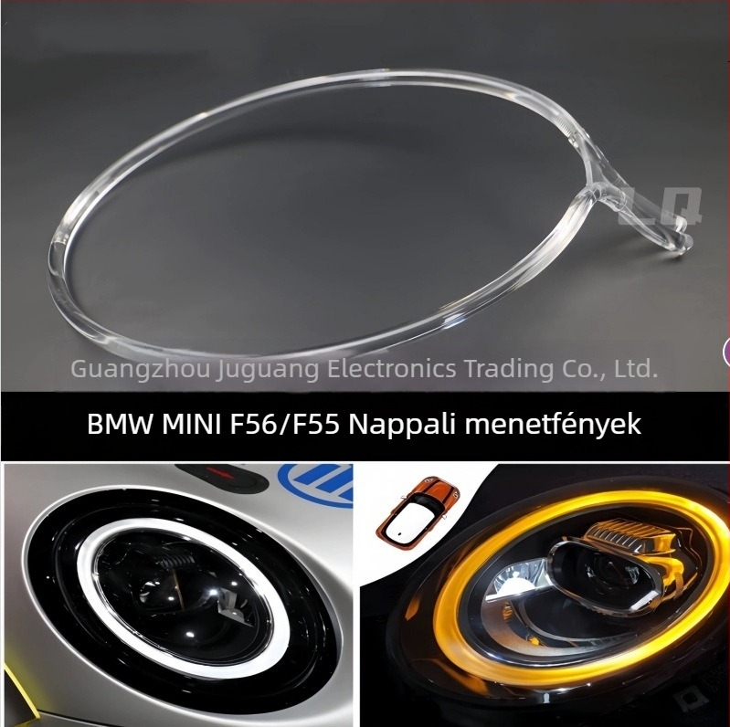 BMW Mini F55/F56 LED nappali világítás – elülső fényvezetőcső átlátszó gyűrűvel (PC, 12V, 35W, 3.6A)