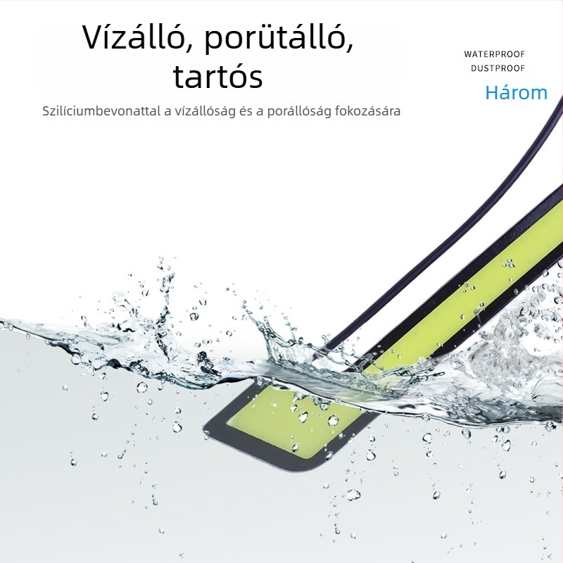 Autó LED L‑alakú DRL COB 800lm, 12V, 4.5W, vízálló, univerzális, L‑alakú ködlámpa dekoráció