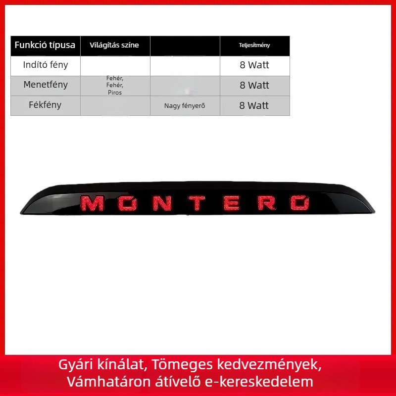 Mitsubishi Pajero/Montero 2009-2015 ködfény-sáv, hátrameneti világítás, hátsó világítás és indexlámpa