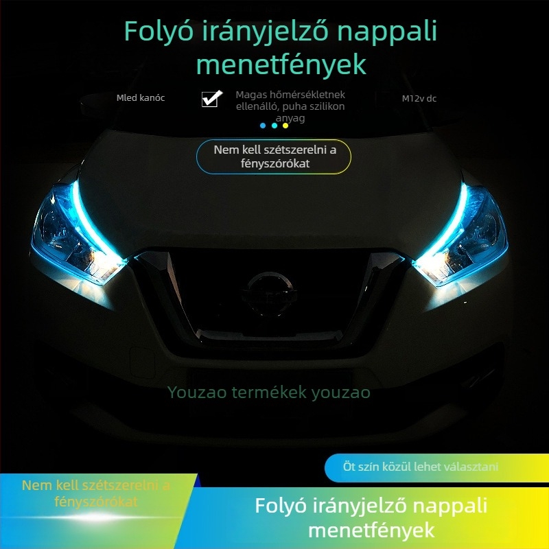 30 cm hosszú LED ultra vékony menetfény-sáv autókhoz, univerzális használat, fényáram és irányjelző effekt