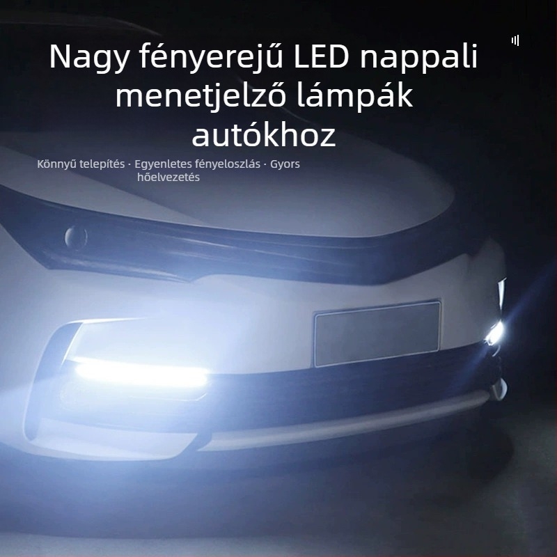 LED nappali menetfények autókhoz, univerzális dekoratív világítás az első radiátorrácshoz, 6 LED, 12V