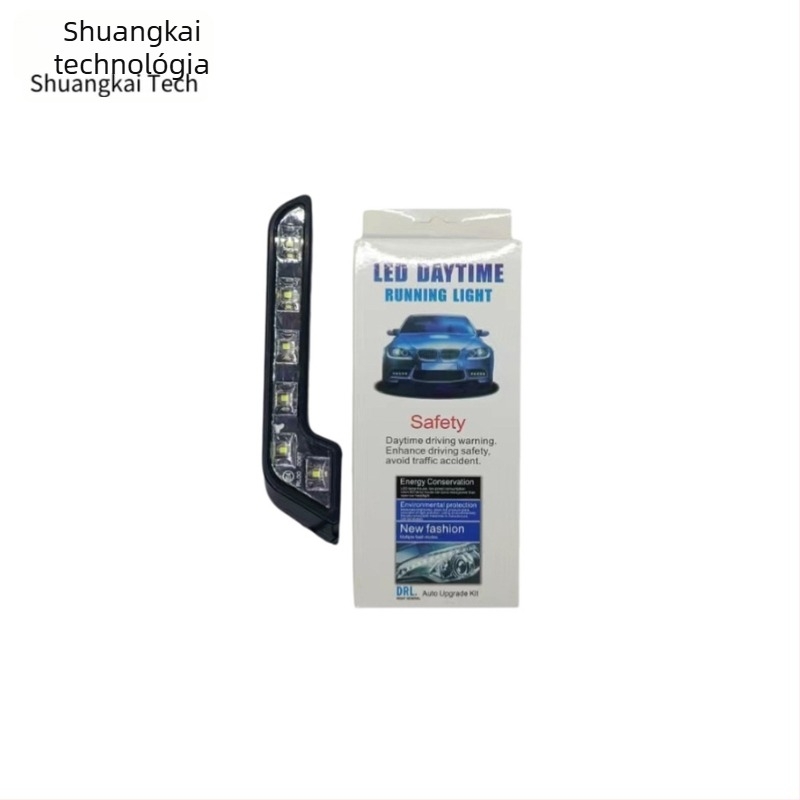 Autó LED nappali menetfény, L-alakú, 6-LED 3030, 12V, 4.2W, 0.35A