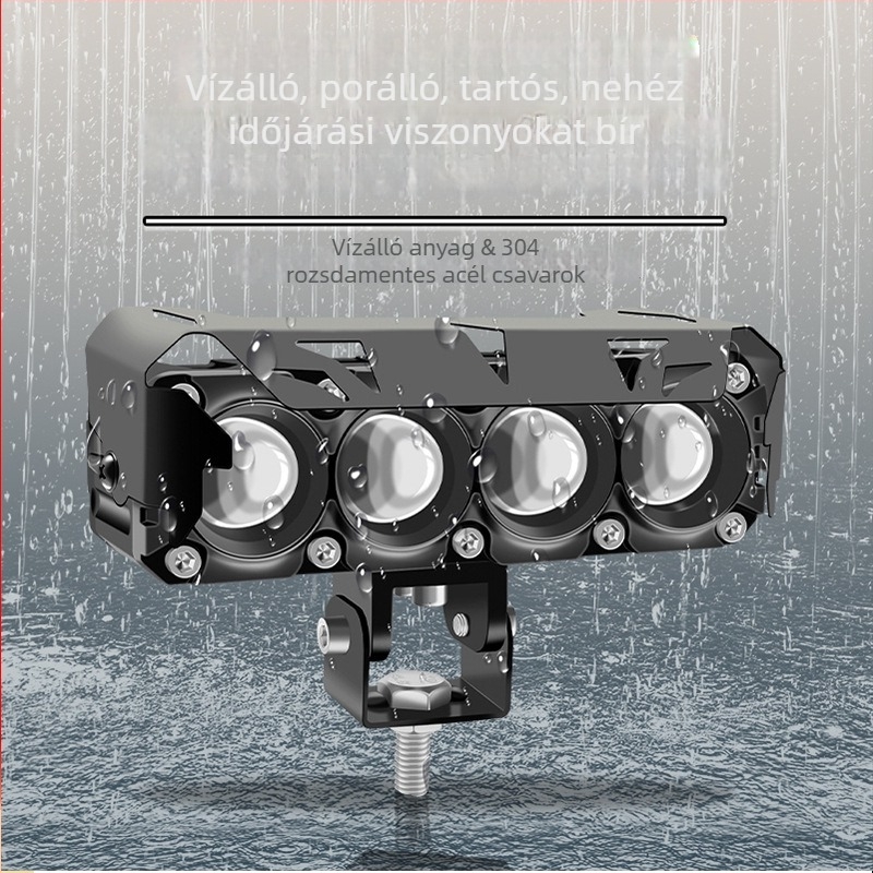 Motorkerékpár LED fényszóró kettőszínű LED-del, négy-LEDes nagy/közel fény, vízálló, 12-80V DC, 30-45W, 3000-4500 lm (3570 modell)