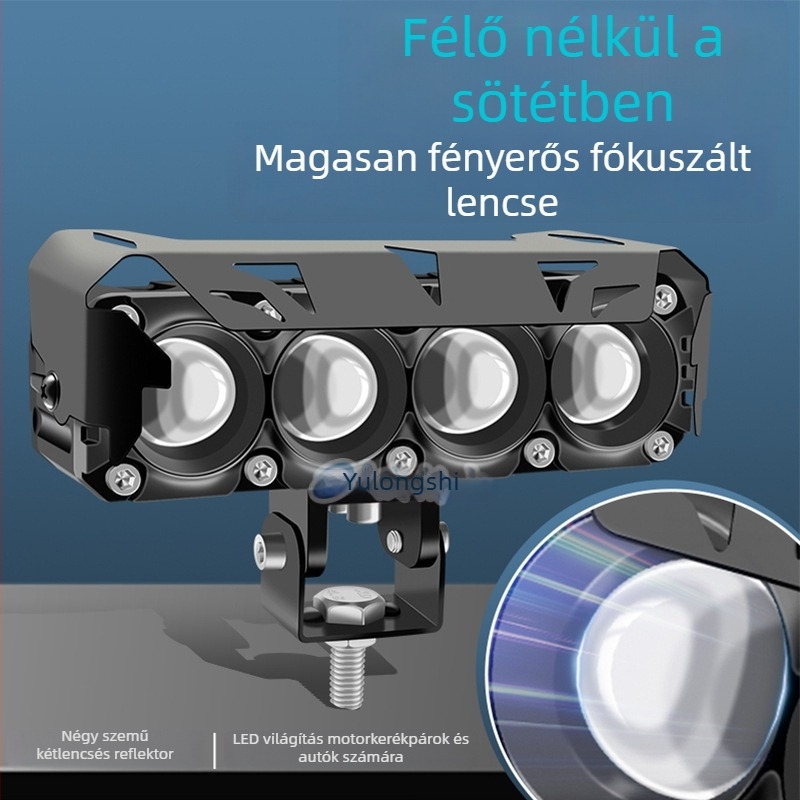 Motorkerékpár LED fényszóró kettőszínű LED-del, négy-LEDes nagy/közel fény, vízálló, 12-80V DC, 30-45W, 3000-4500 lm (3570 modell)