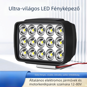 12V-os LED elsőfényszóró elektromos járművekhez: ABS+akril lencse, LED gyöngyök