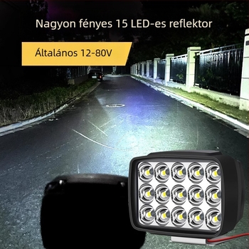 12V-os LED elsőfényszóró elektromos járművekhez: ABS+akril lencse, LED gyöngyök