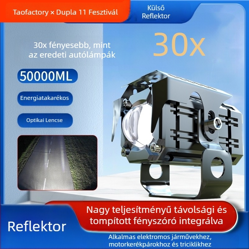 LED spotlámpa motorokhoz és elektromos járművekhez, kettős lézerfény, nagy fényerő, 12–72V, 2000 lm, 12W